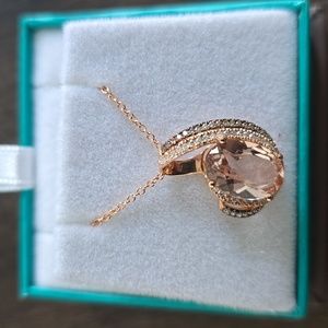 Effy Rose gold diamond morganite Necklace